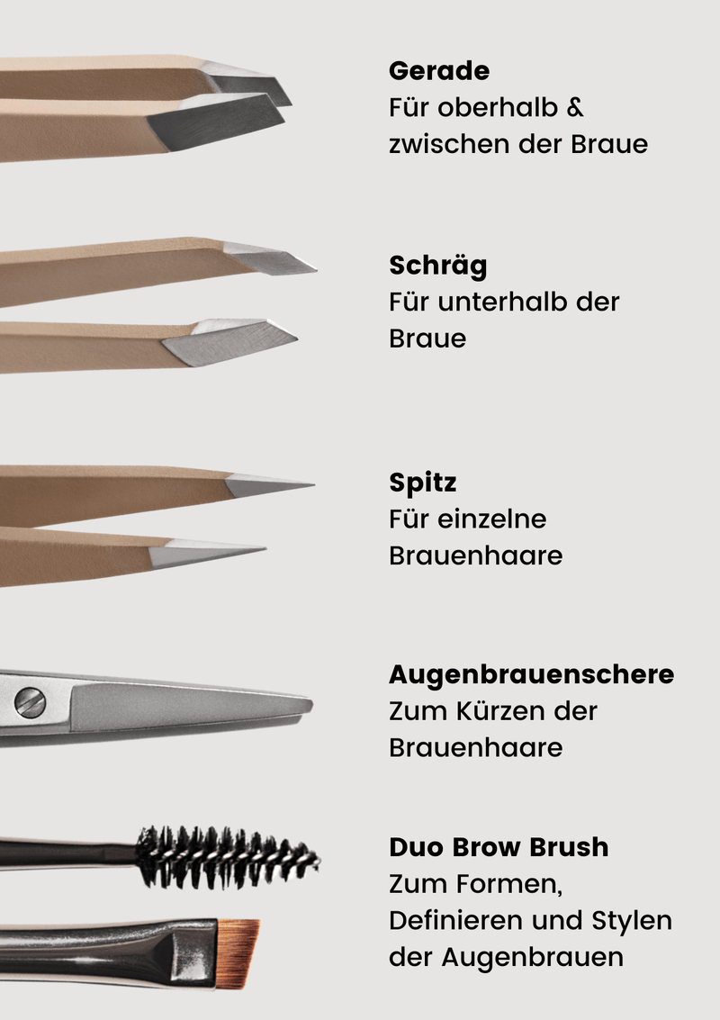 Pinzetten Set + Augenbrauenschere + Duo Brow Brush - BROWLY